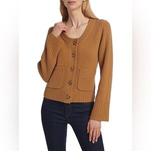 Design History Anthropologie Camel Brown Button Up Cardigan Size XS